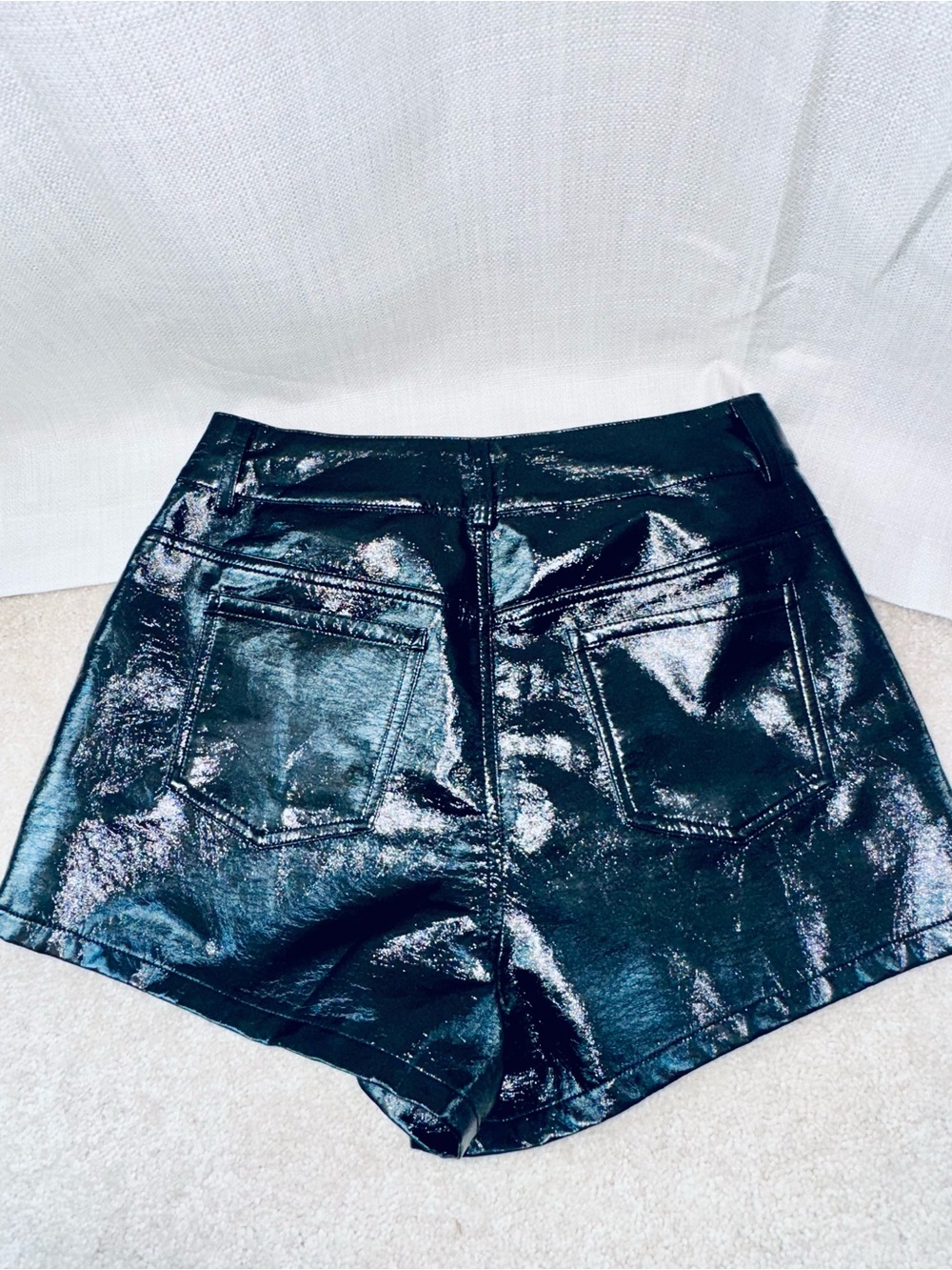 High-Shine Black Women's Vinyl Shorts